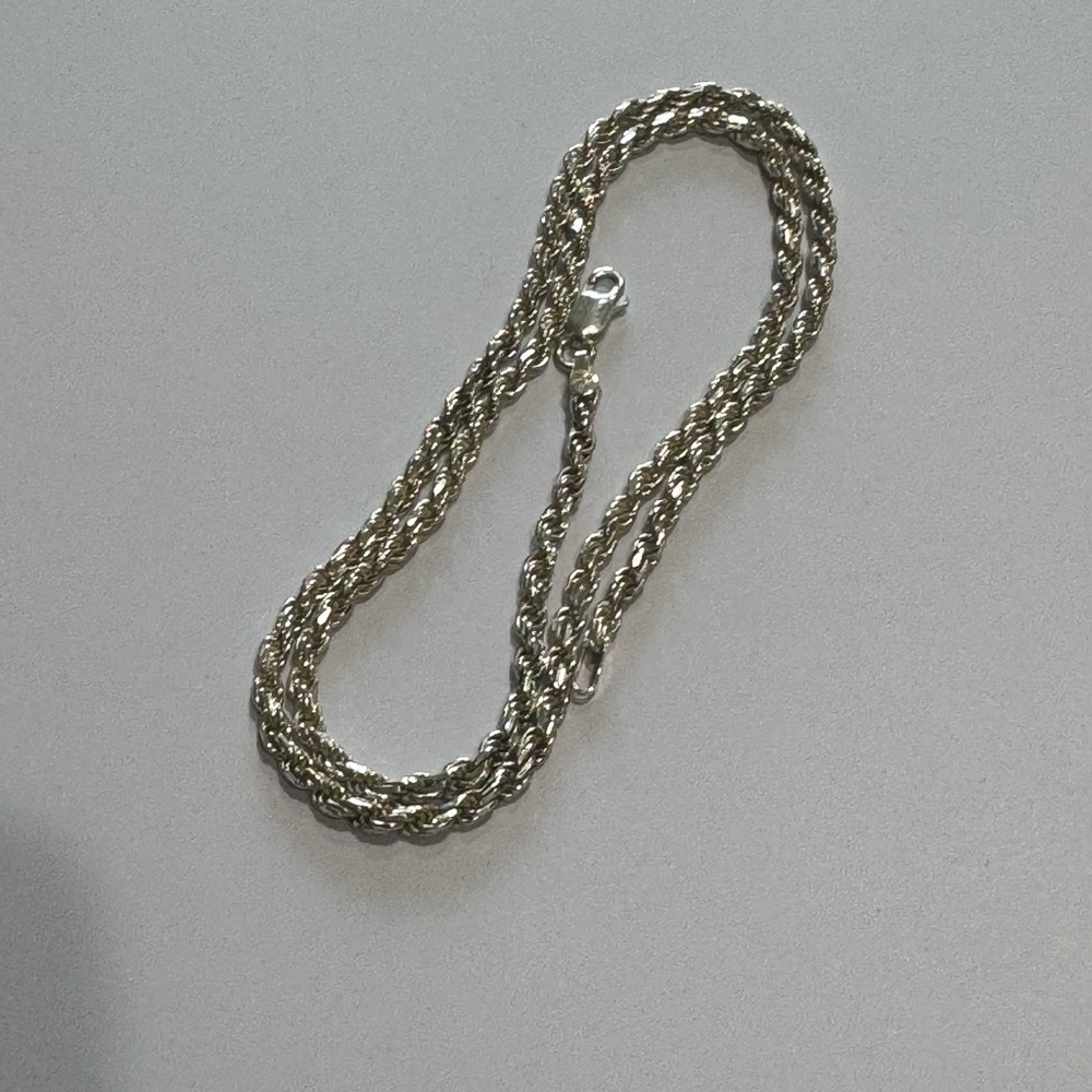 Diamond Cut Solid 925 Rope Chain, 20 inch Rope Necklace for Him/Her, Best gift